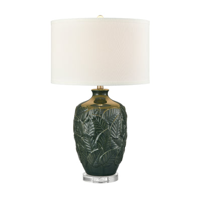 Goodell 27.5'' High 1-Light Table Lamp - Green Glaze and Drum Shade