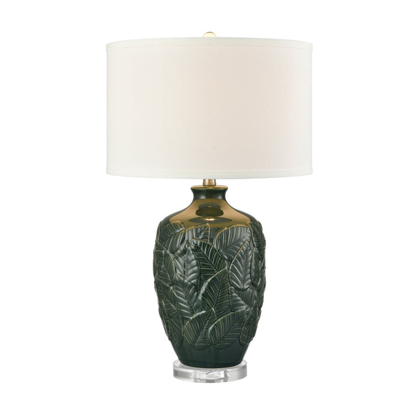 Goodell 27.5'' High 1-Light Table Lamp - Green Glaze and Drum Shade