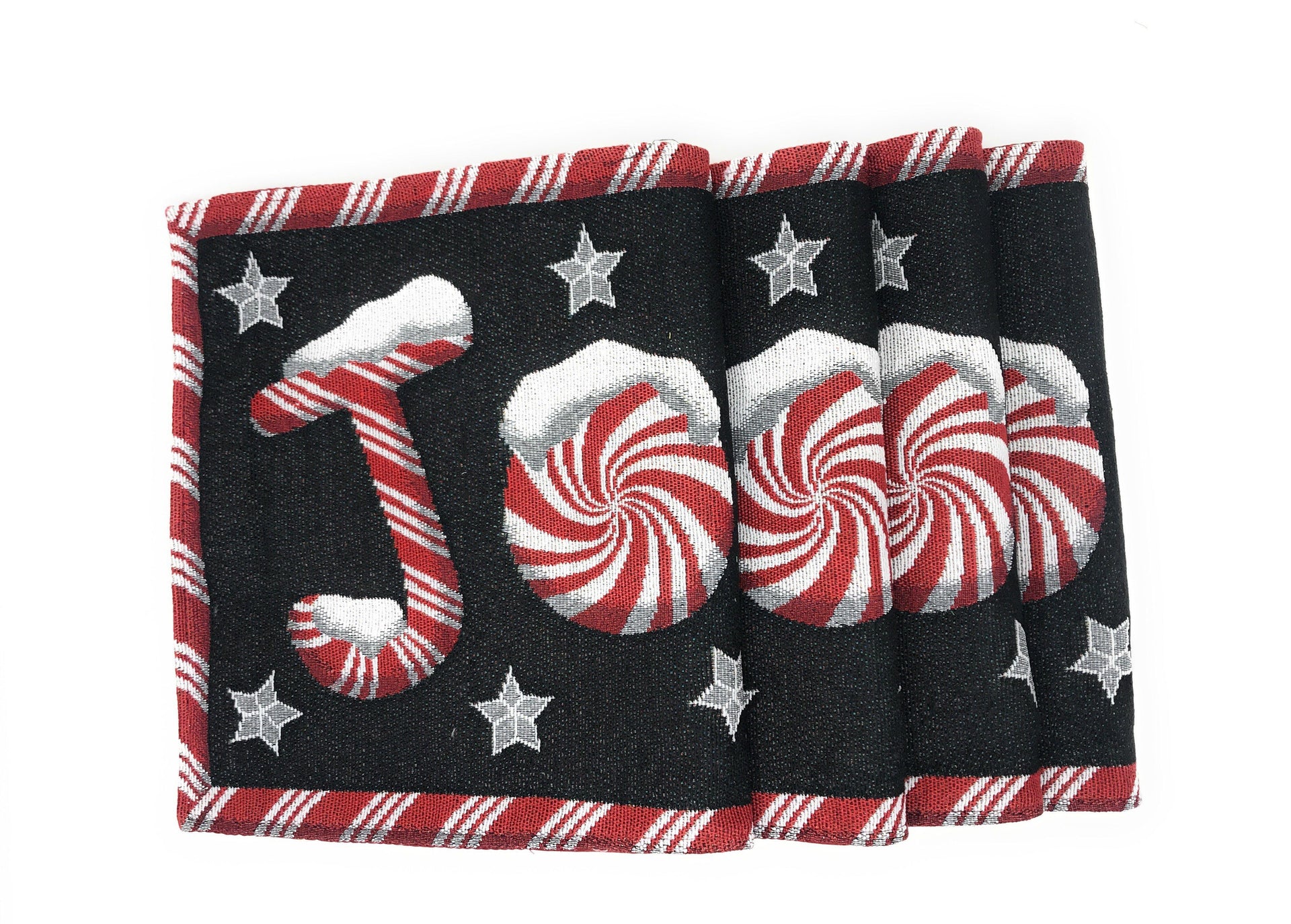 DaDa Bedding Set of 4-Pieces Peppermint Joy Holiday Tapestry Placemats 13” x 19” (12904)