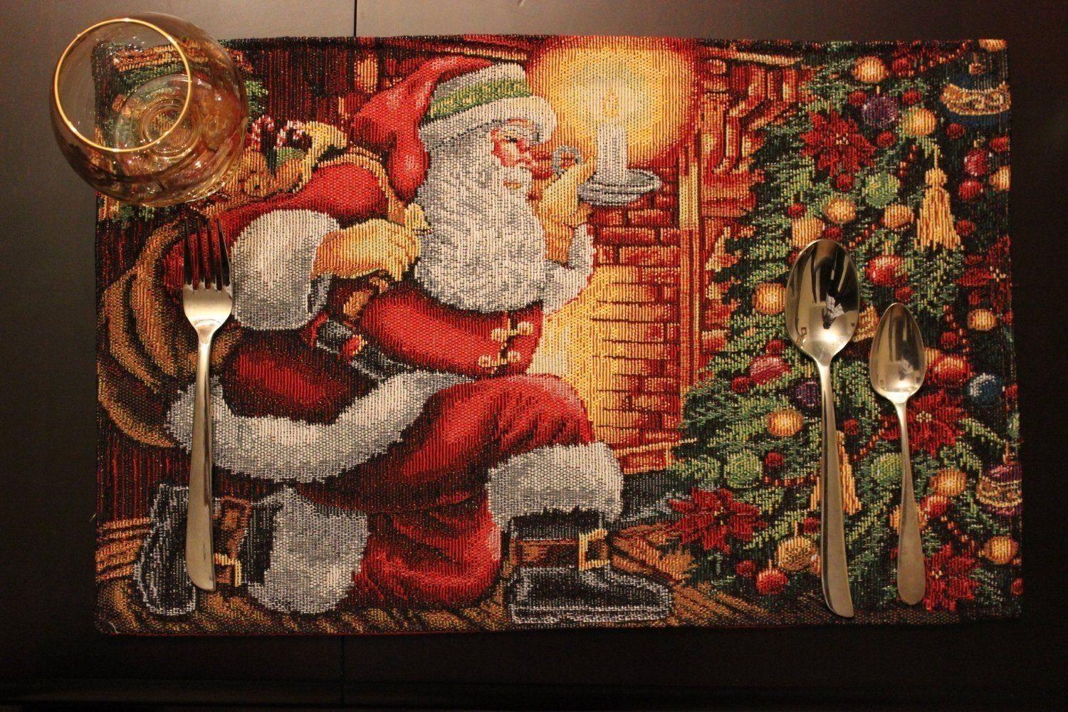 Tache Festive Down the Chimney Woven Tapestry Placemat