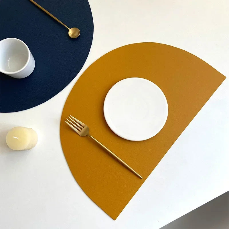Placemat - Waterproof PU Leather Semicircle