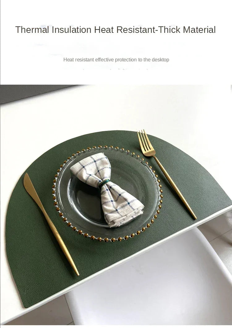 Placemat - Waterproof PU Leather Semicircle
