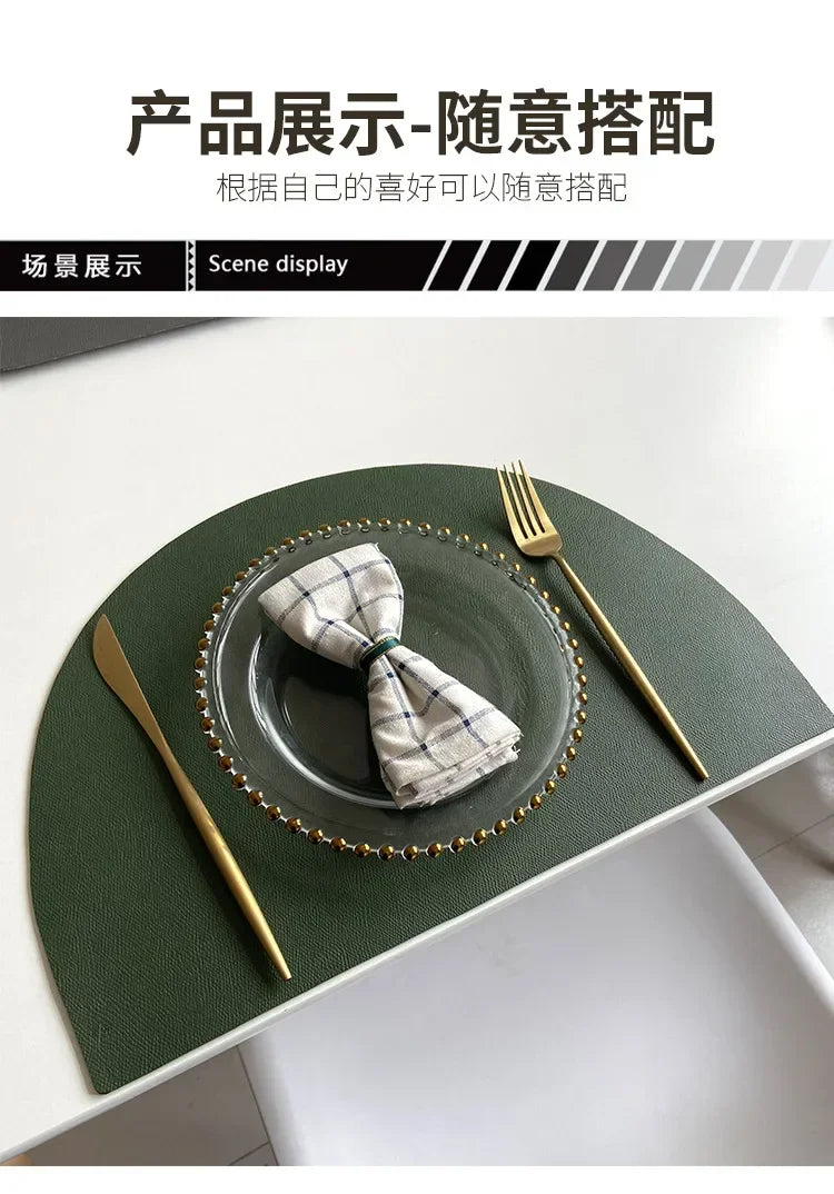 Placemat - Waterproof PU Leather Semicircle