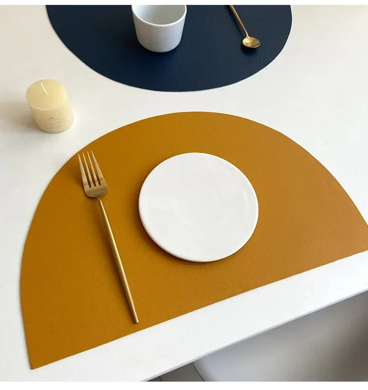 Placemat - Waterproof PU Leather Semicircle