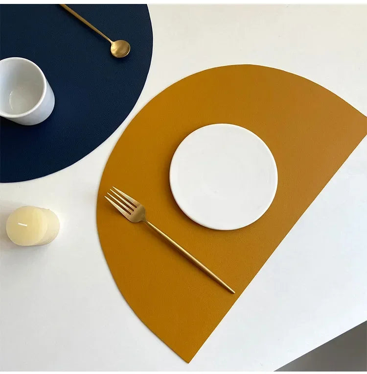 Placemat - Waterproof PU Leather Semicircle
