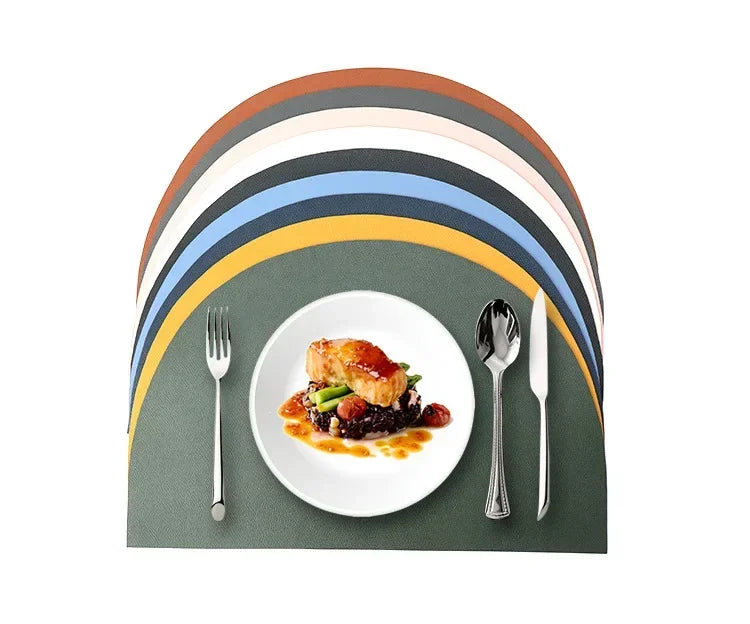 Placemat - Waterproof PU Leather Semicircle