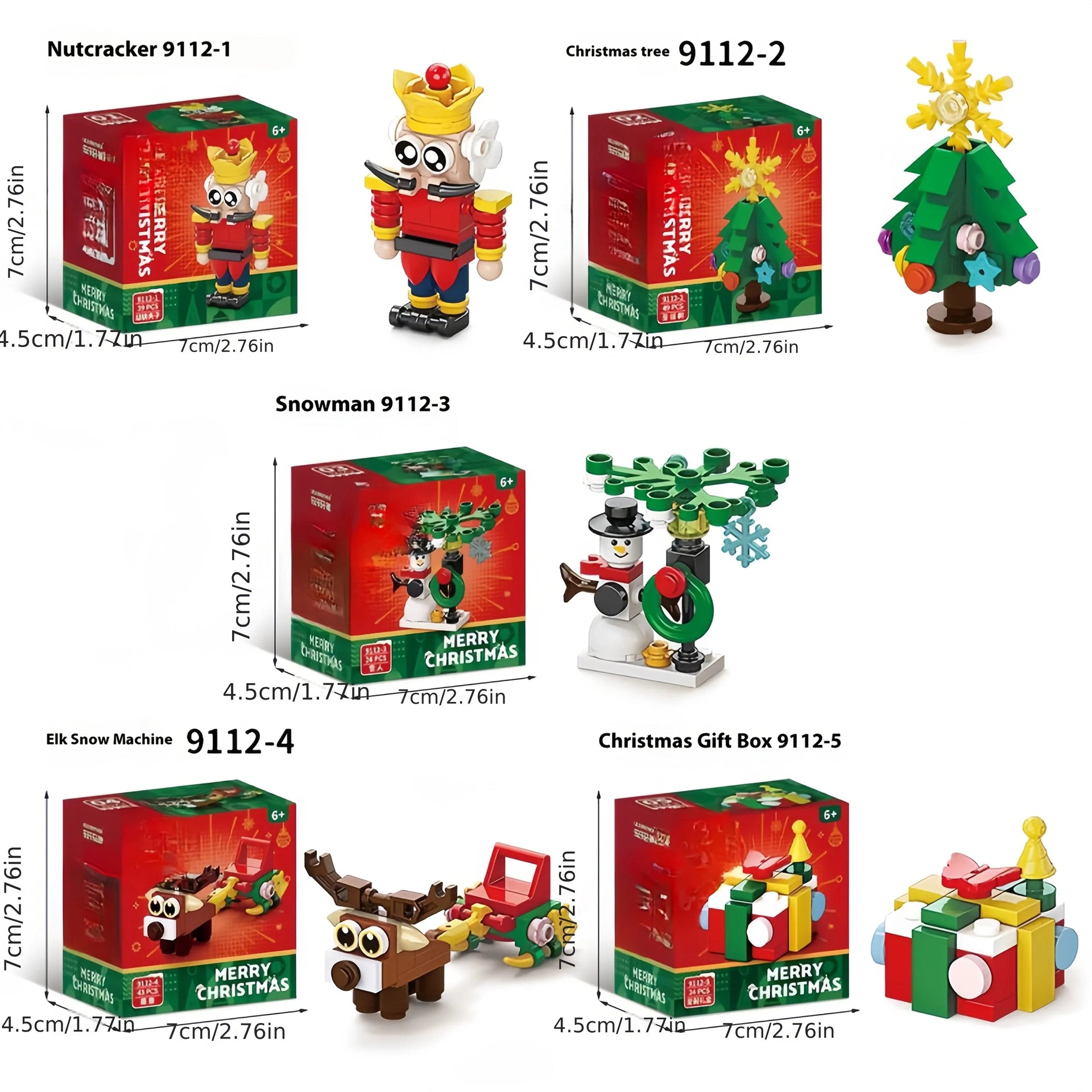 Plastic Christmas Building Blocks Set, 10-in-1 Mini Models with 352pcs