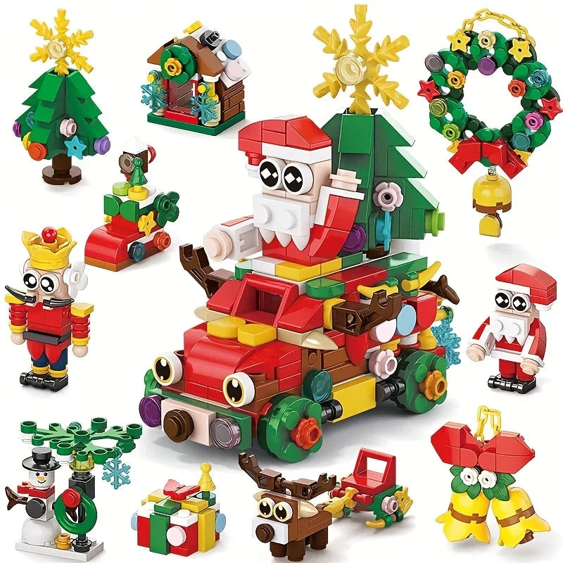 Plastic Christmas Building Blocks Set, 10-in-1 Mini Models with 352pcs