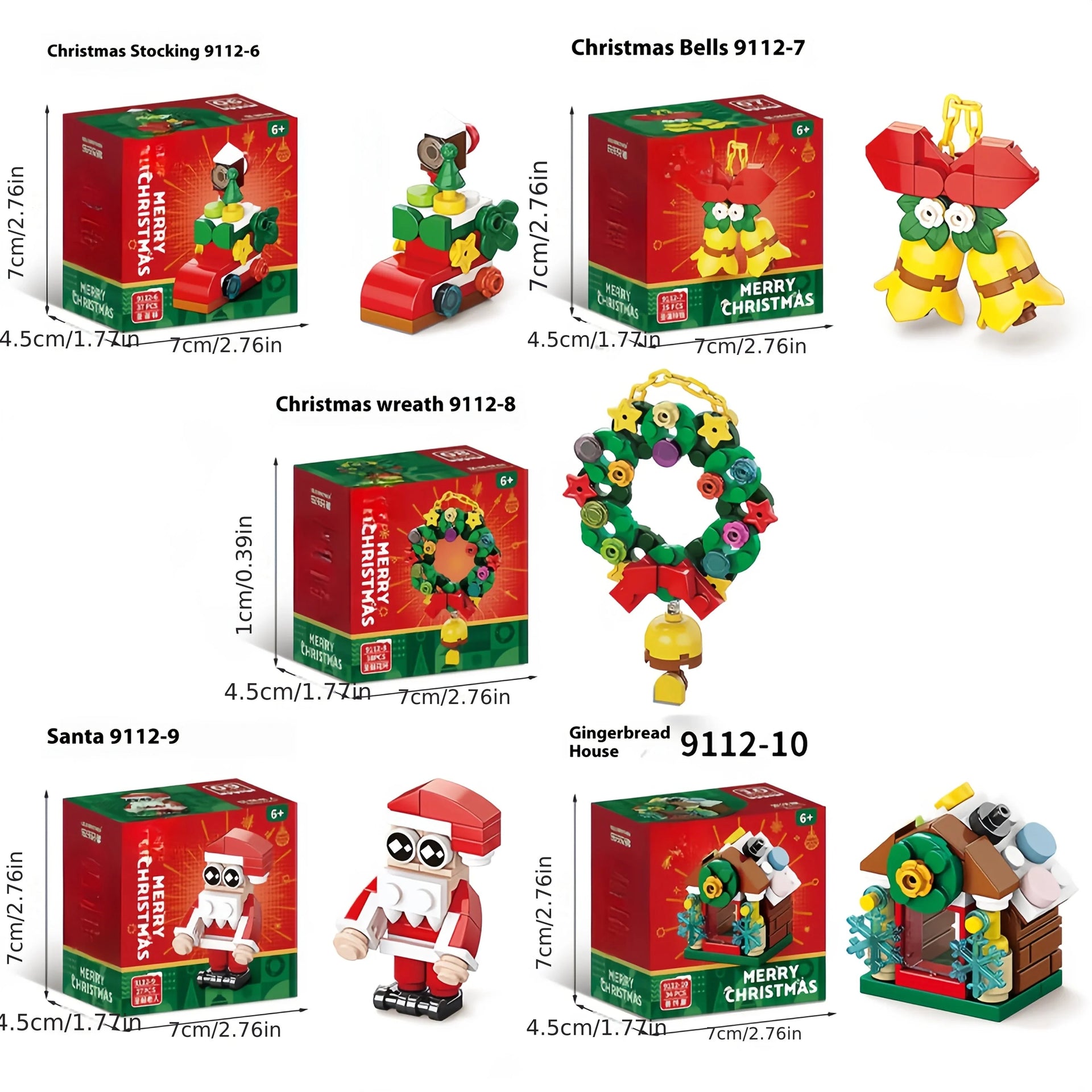 Plastic Christmas Building Blocks Set, 10-in-1 Mini Models with 352pcs