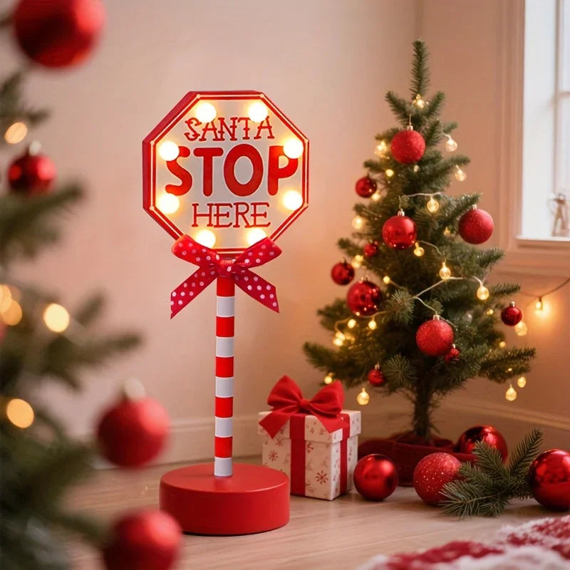 Plastic Christmas LED Sign with Santa Claus & 