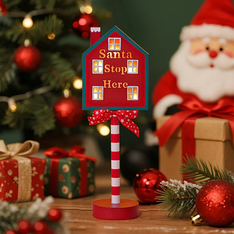 Plastic Christmas LED Sign with Santa Claus & 