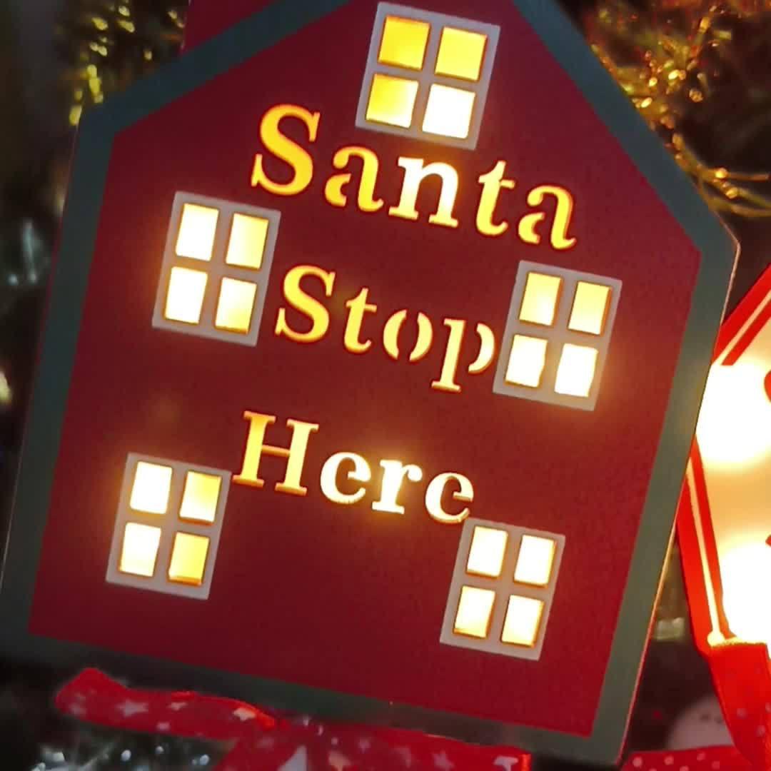 Plastic Christmas LED Sign with Santa Claus & 
