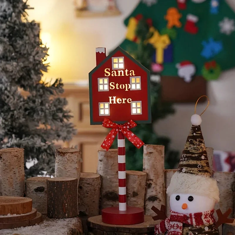 Plastic Christmas LED Sign with Santa Claus & 