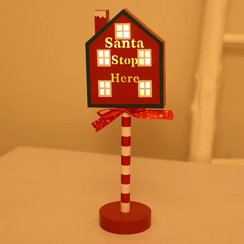 Plastic Christmas LED Sign with Santa Claus & 