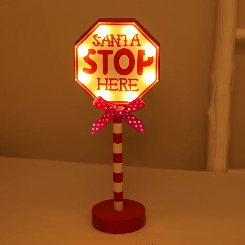 Plastic Christmas LED Sign with Santa Claus & 