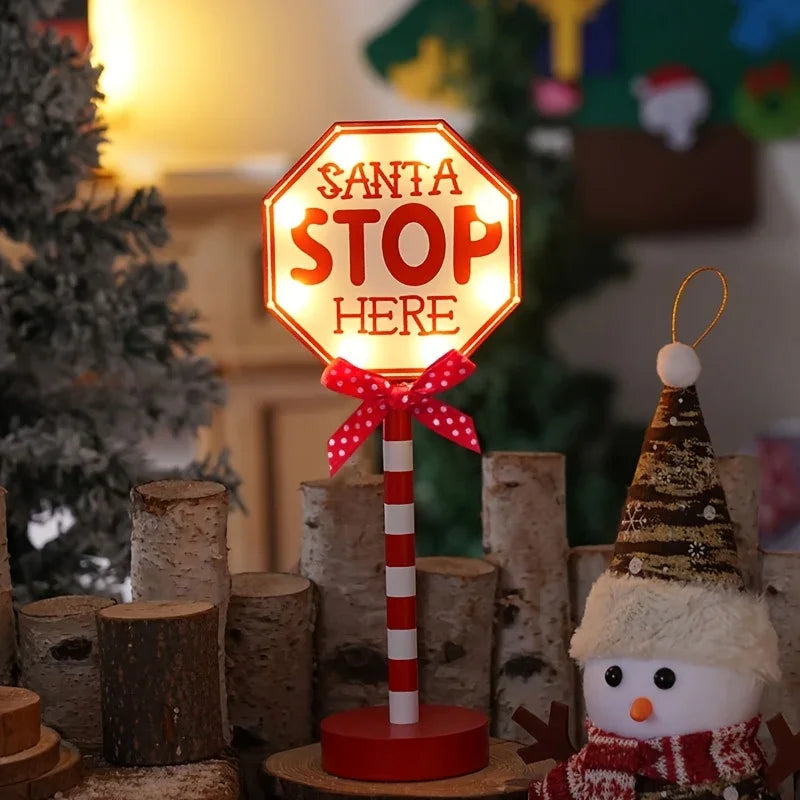 Plastic Christmas LED Sign with Santa Claus & 