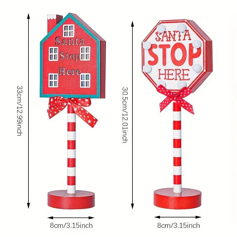 Plastic Christmas LED Sign with Santa Claus & 