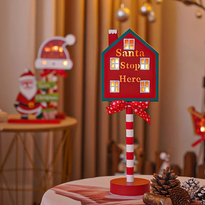 Plastic Christmas LED Sign with Santa Claus & 