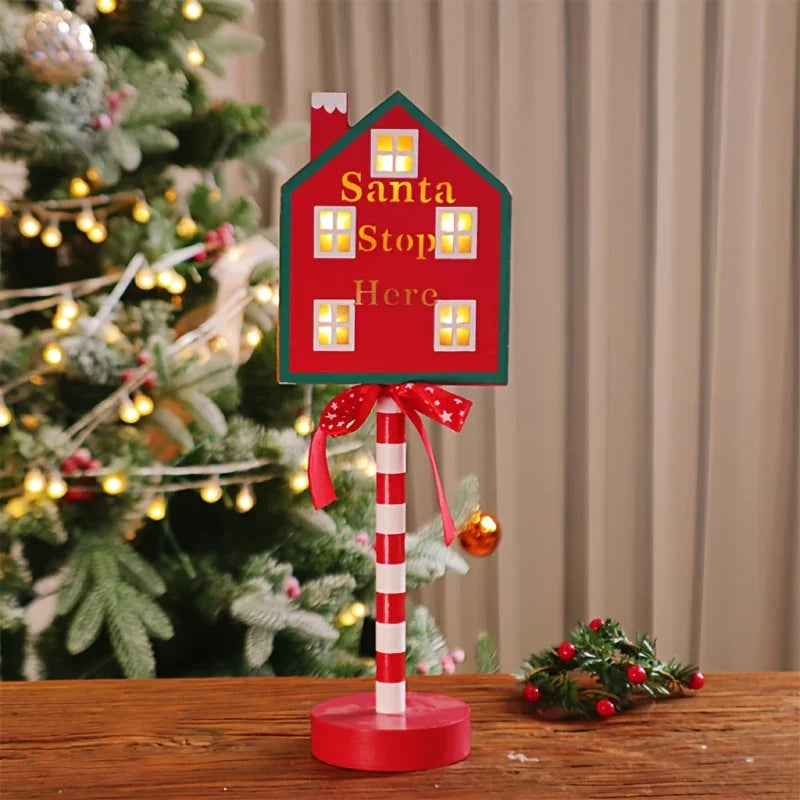 Plastic Christmas LED Sign with Santa Claus & 