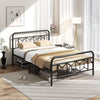 Platform Bed with High Headboard and Snap Lock Metal Slats-Full Size