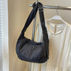 Pleated Dumpling Crossbody Bag - Black / One Size