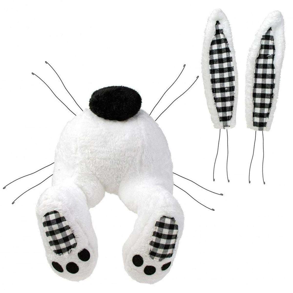 Plush Bunny Wreath Accent: Black & White