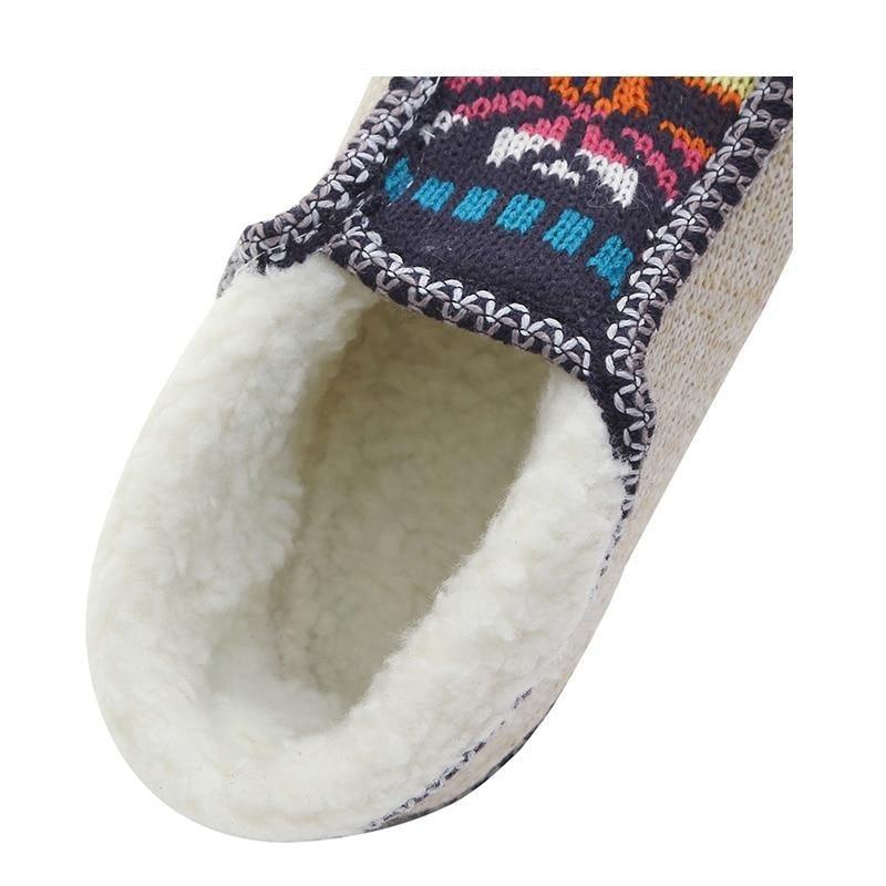 Plush Slippers Winter Warm Sun Flower Knitted Home Slippers Soft Bottom Cotton Women Slippers Women's Comfy House Slippers With Fur Lining Memory Foam Slip On House Shoes