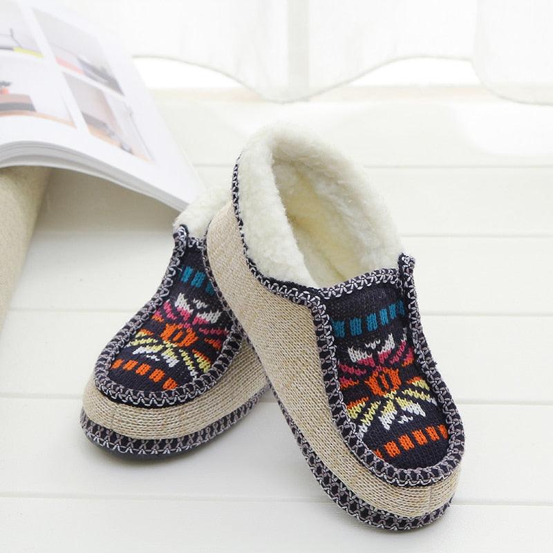 Plush Slippers Winter Warm Sun Flower Knitted Home Slippers Soft Bottom Cotton Women Slippers Women's Comfy House Slippers With Fur Lining Memory Foam Slip On House Shoes