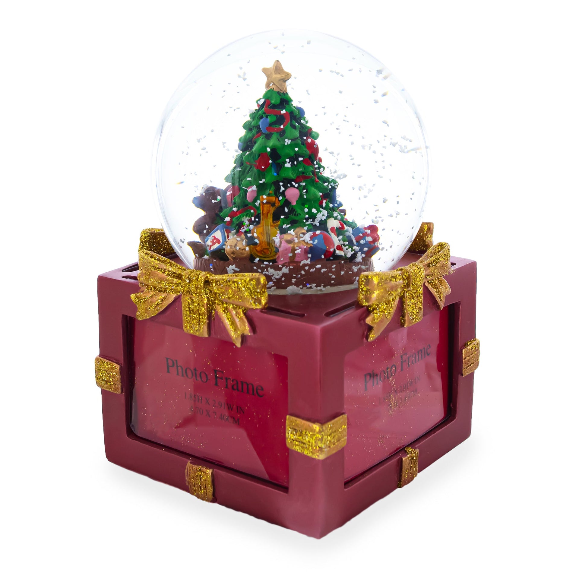 Four-Sided Picture Frame Christmas Tree Musical Water Snow Globe