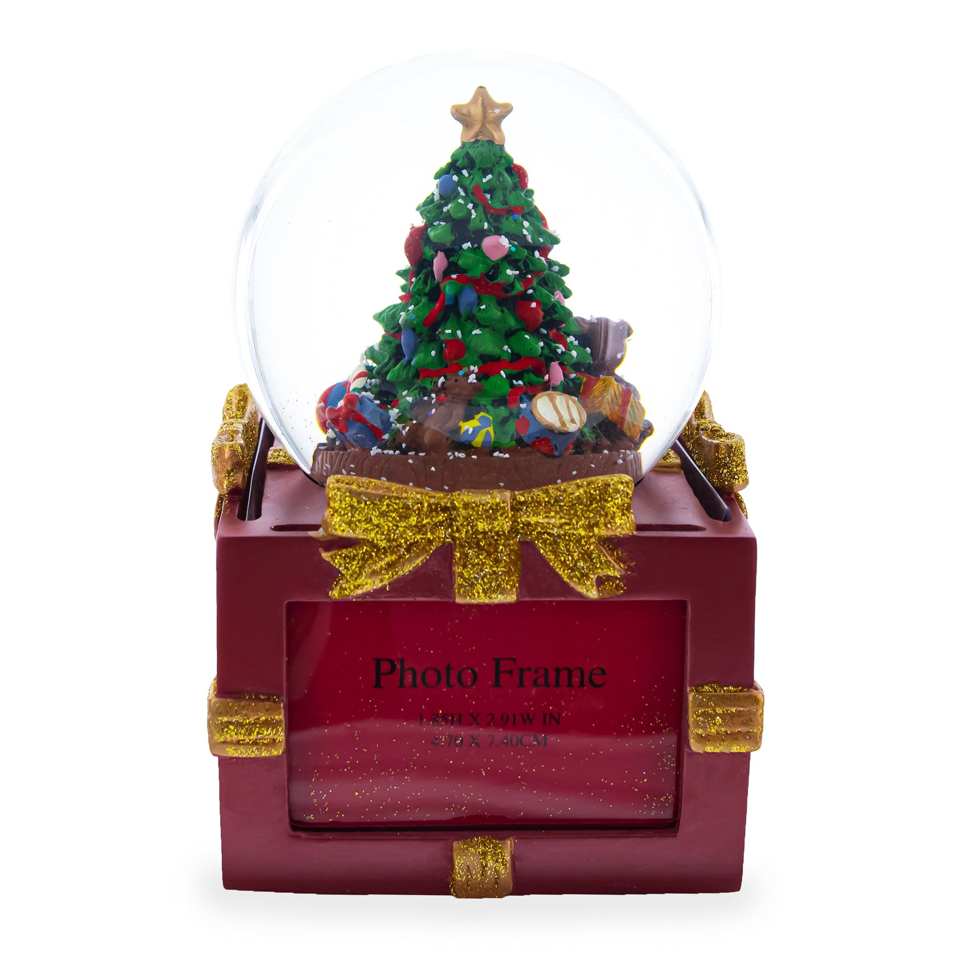 Four-Sided Picture Frame Christmas Tree Musical Water Snow Globe