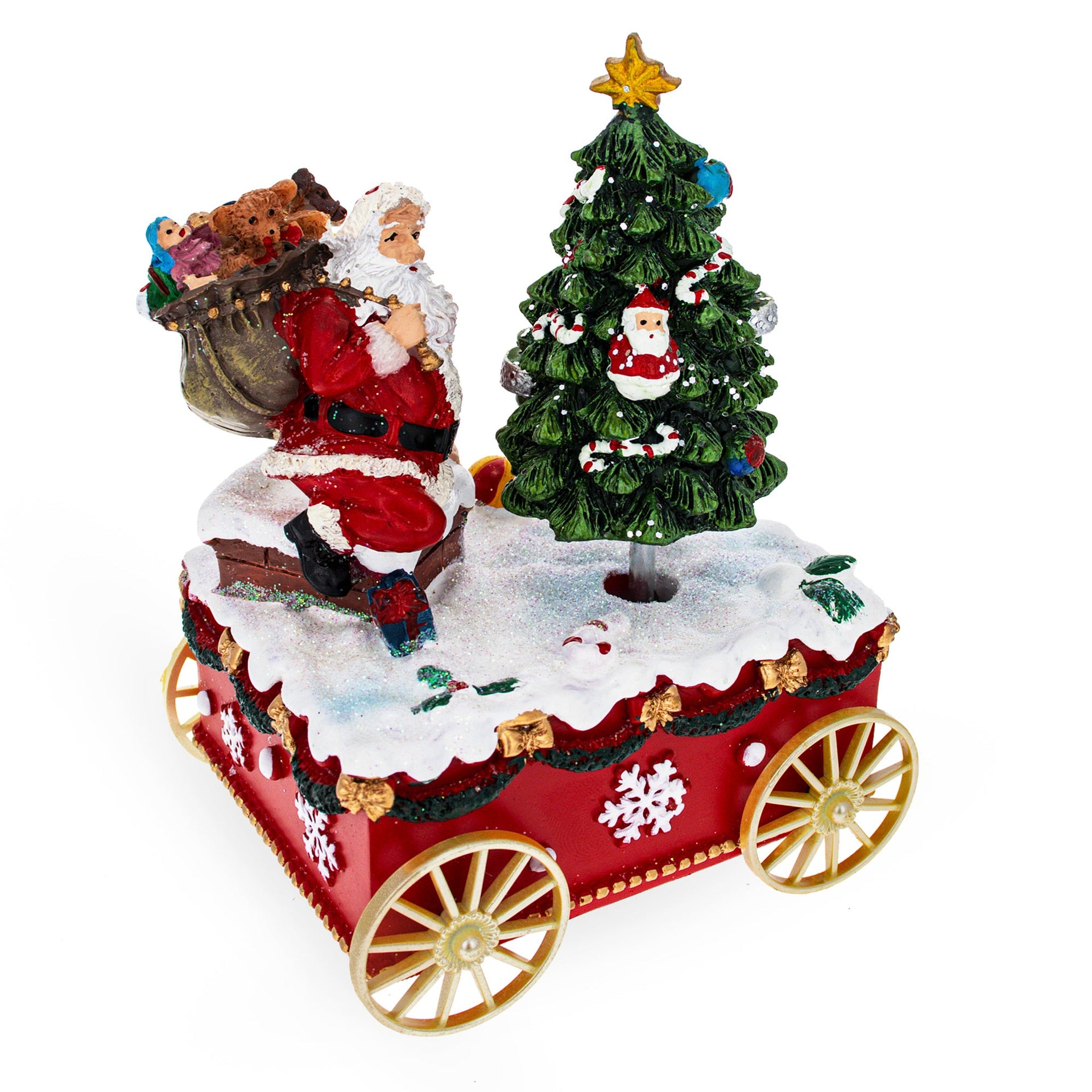 Spinning Christmas Tree Musical Box on Wheels