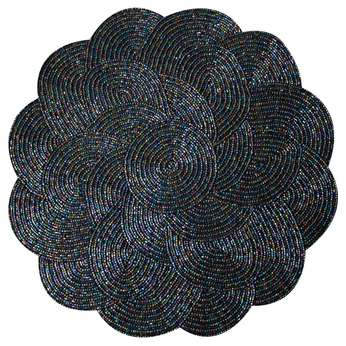 Beaded Placemats - Handmade Round Embroidered Table Mats With Satin Backing