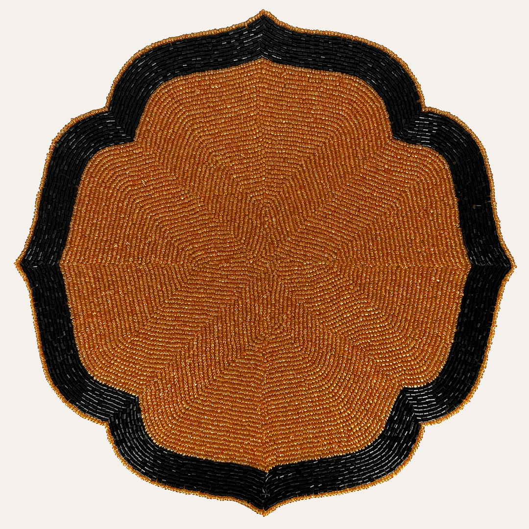 Beaded Placemats – 14 Inch Heat Resistant Copper Black Dining Table Mats