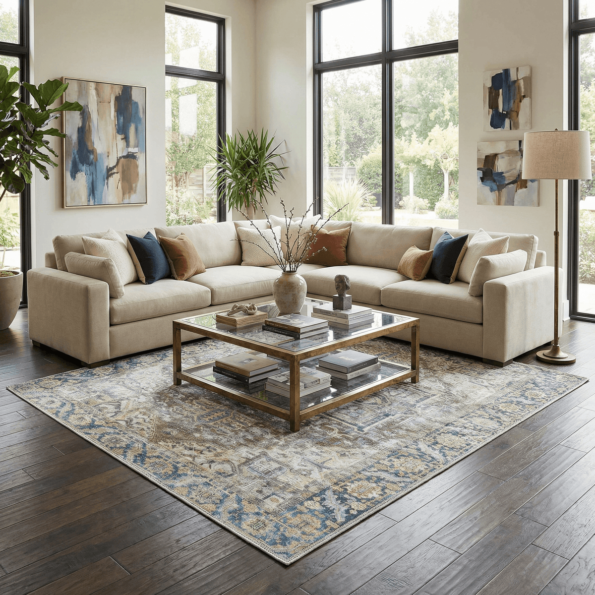 Blue Catigpian Distressed Washable Area Rug - Clearance