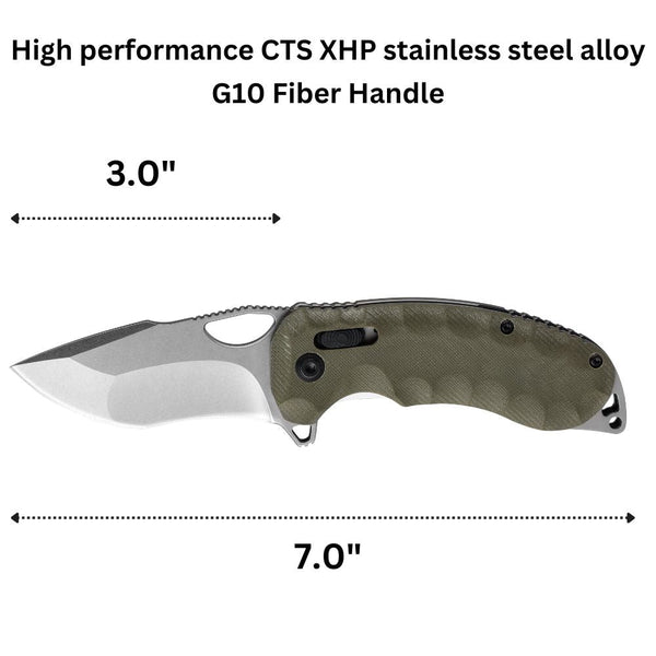 Navigator CTS XHP High Performance Stainless Tool Steel Pocket Knife with Clip & G10 Fiber Handle