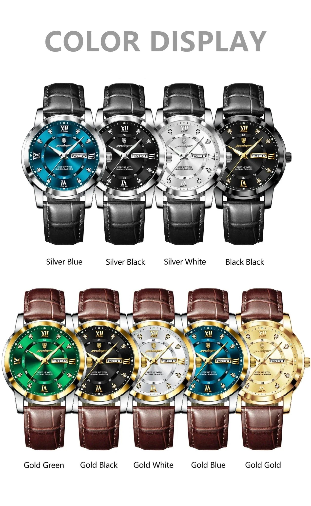 POEDAGAR Luxury Men's Quartz Watch - Waterproof, Luminous, Date Display, High-Quality Leather Strap, Sporty Design