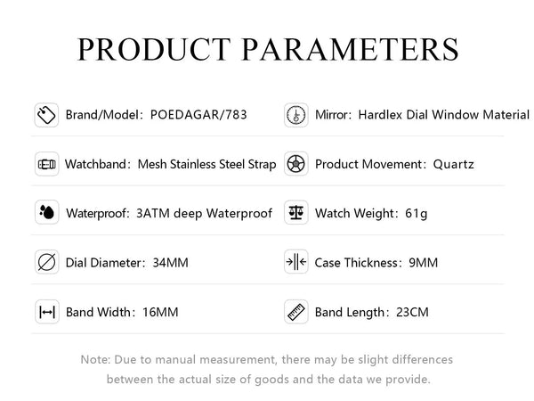 POEDAGAR Elegant Women's Mesh Watch - Waterproof Stainless Steel Quartz Timepiece for Stylish Ladies