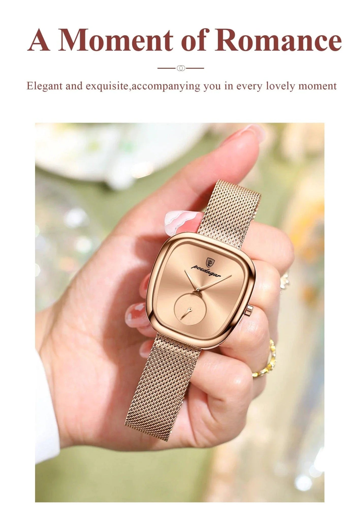 POEDAGAR Elegant Women's Mesh Watch - Waterproof Stainless Steel Quartz Timepiece for Stylish Ladies