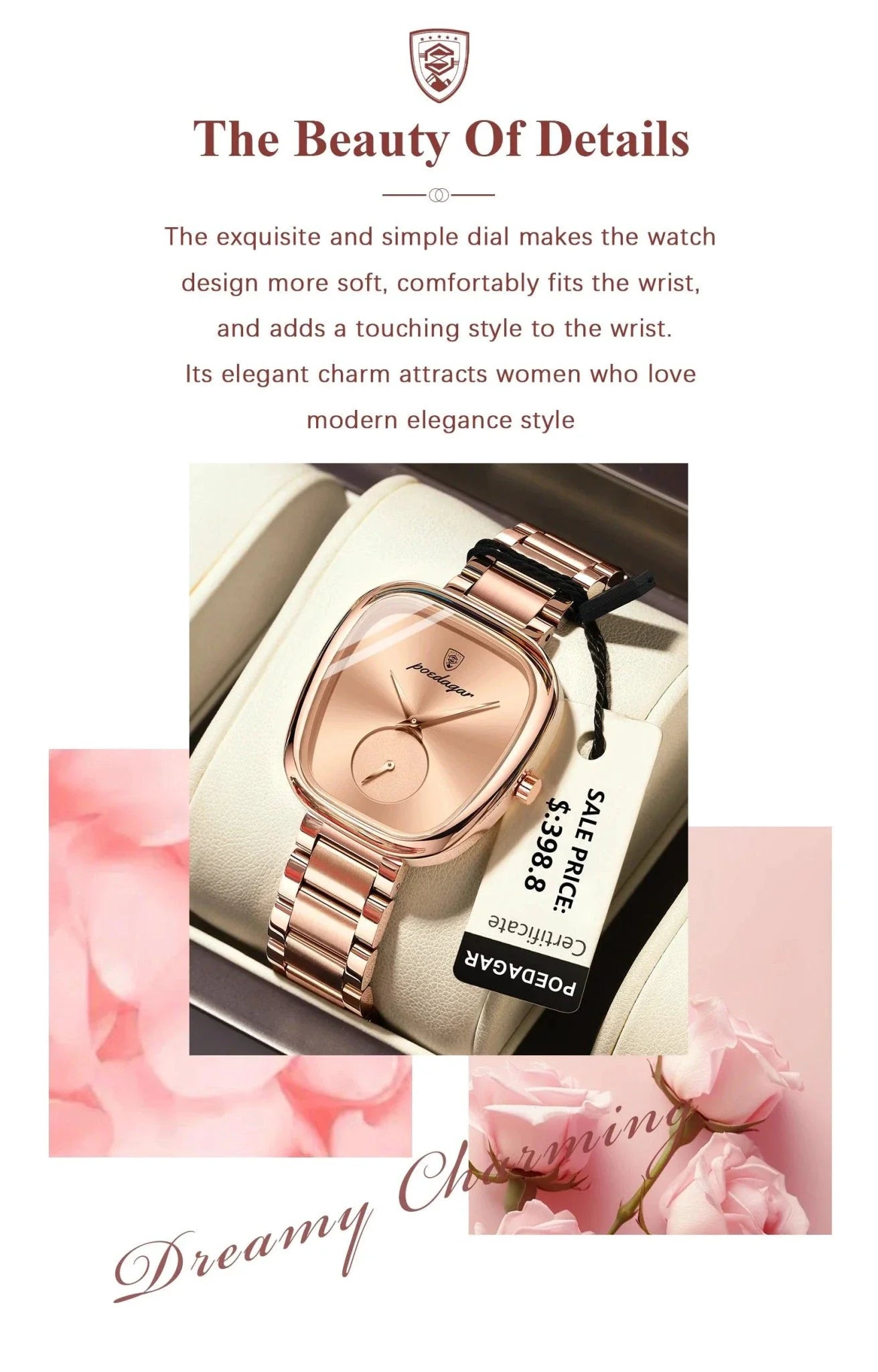 POEDAGAR Elegant Women's Quartz Watch - Waterproof Stainless Steel Timepiece for Confident Ladies