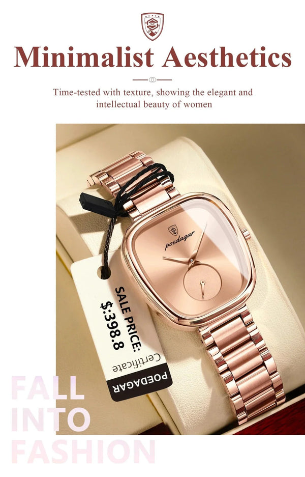 POEDAGAR Elegant Women's Quartz Watch - Waterproof Stainless Steel Timepiece for Confident Ladies