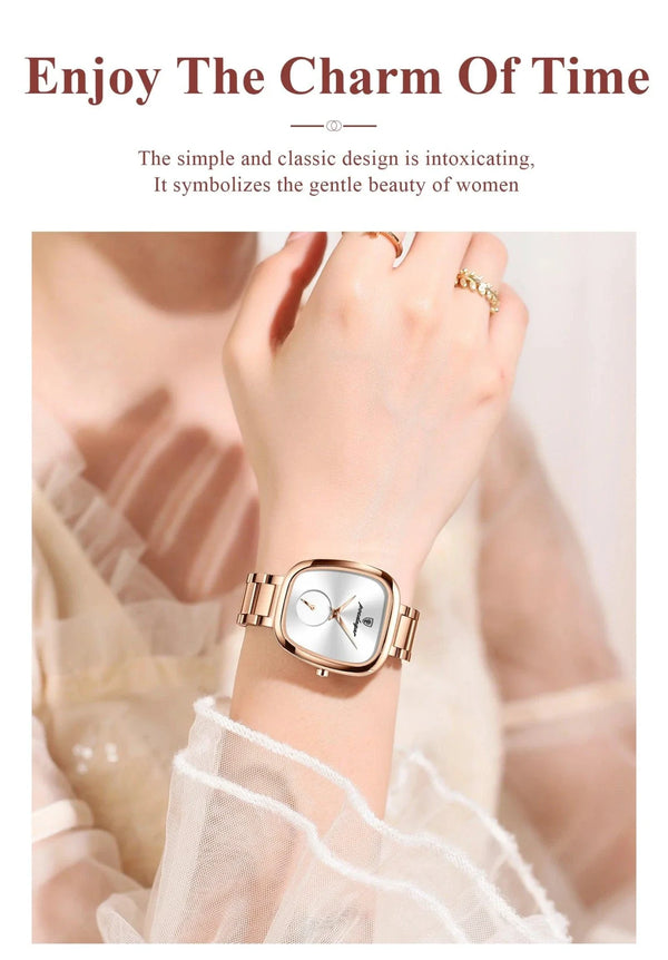 POEDAGAR Elegant Women's Quartz Watch - Waterproof Stainless Steel Timepiece for Confident Ladies