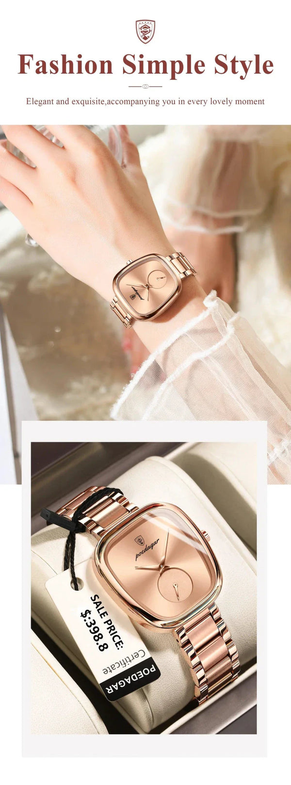POEDAGAR Elegant Women's Quartz Watch - Waterproof Stainless Steel Timepiece for Confident Ladies