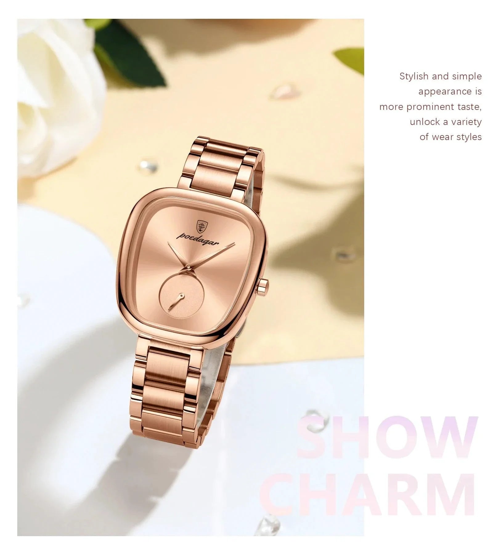 POEDAGAR Elegant Women's Quartz Watch - Waterproof Stainless Steel Timepiece for Confident Ladies