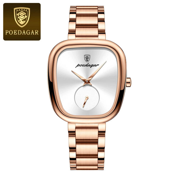POEDAGAR Elegant Women's Quartz Watch - Waterproof Stainless Steel Timepiece for Confident Ladies
