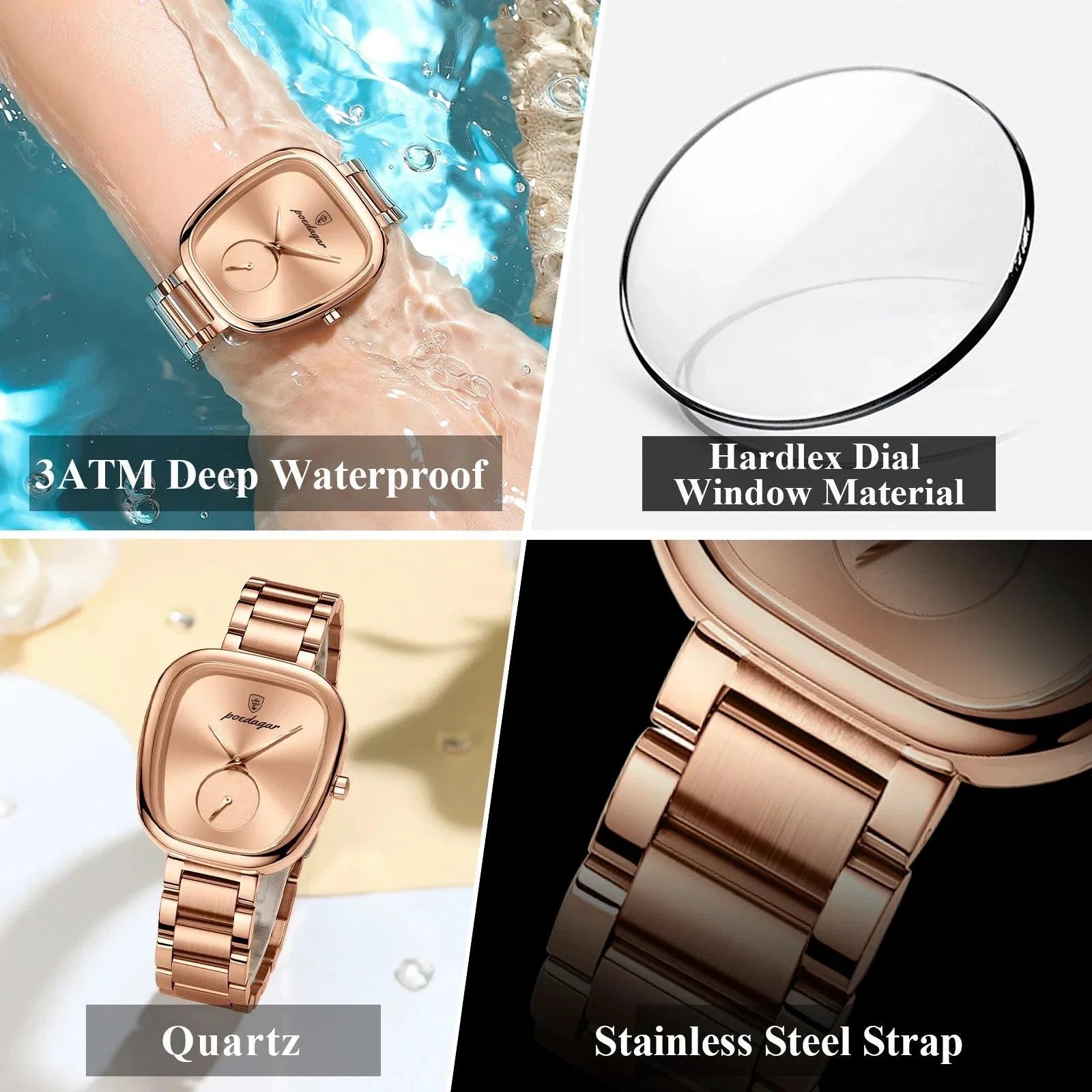 POEDAGAR Elegant Women's Quartz Watch - Waterproof Stainless Steel Timepiece for Confident Ladies
