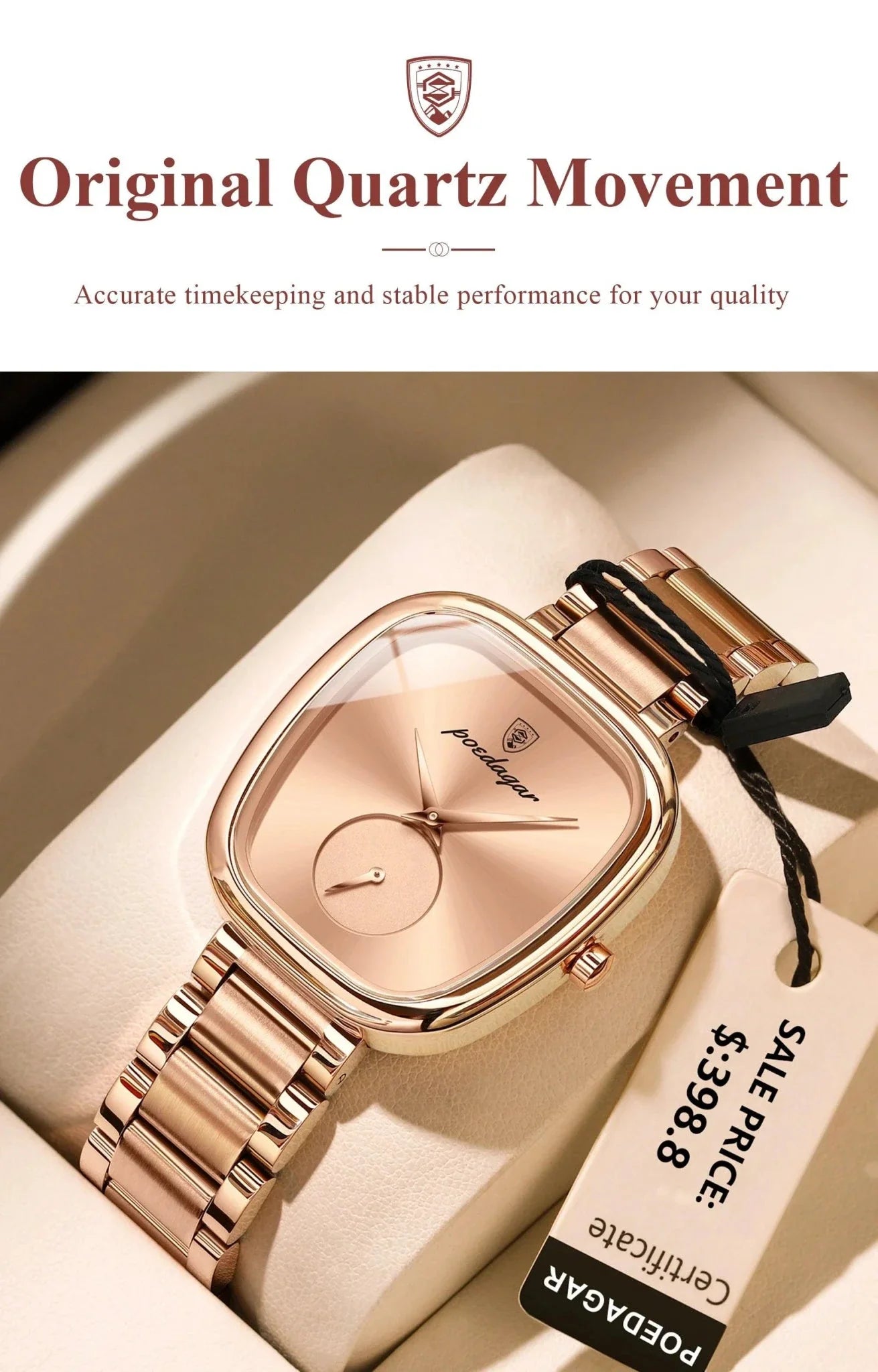 POEDAGAR Elegant Women's Quartz Watch - Waterproof Stainless Steel Timepiece for Confident Ladies