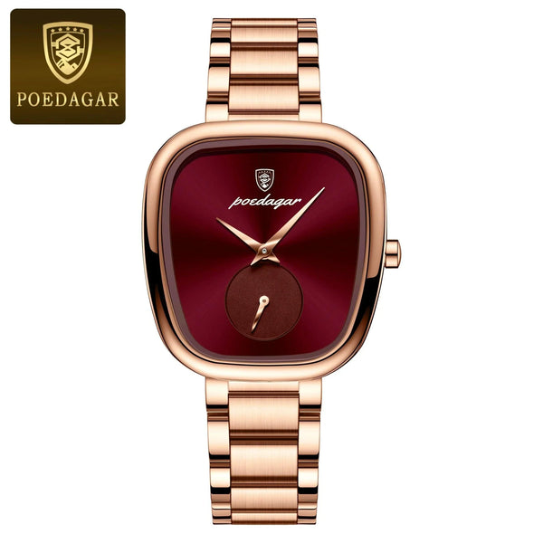 POEDAGAR Elegant Women's Quartz Watch - Waterproof Stainless Steel Timepiece for Confident Ladies