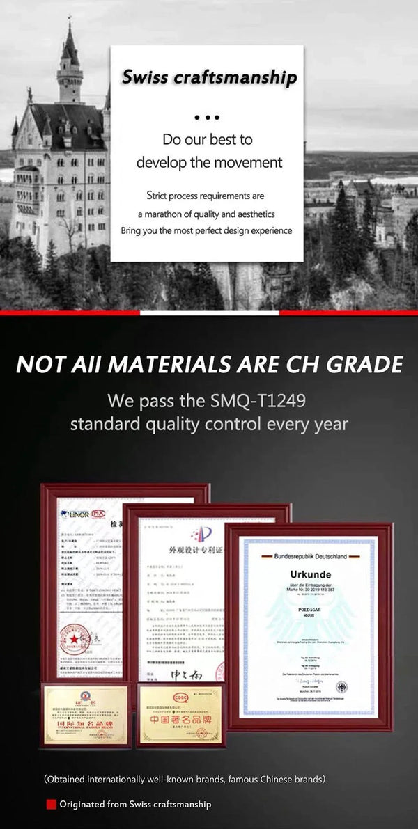 POEDAGAR Military Square Watch for Men - Waterproof, Luminous, Date & Week Display, Stainless Steel Quartz