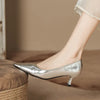 Point Toe Flare Heel Pumps