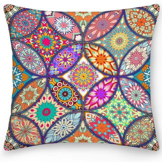 Polyester Pillow Case Square Cushion Cover Pillow Double Sides Ethnic Flower Bohemian Throw Pillow Covers Pillow Covers Retro Floral Cushion Covers Spiritual Decor Square Pillowcase Office Home Decoration